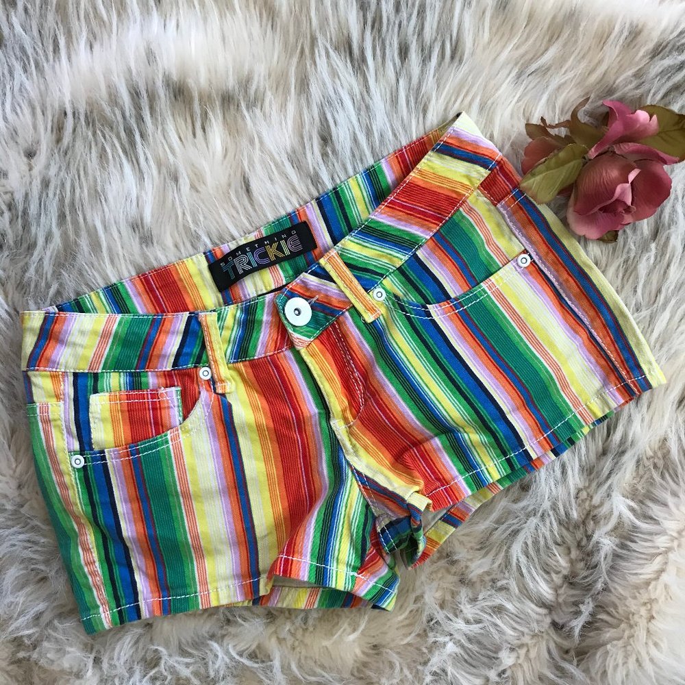 COPY - Something Trickie Multi-color Striped Shor…